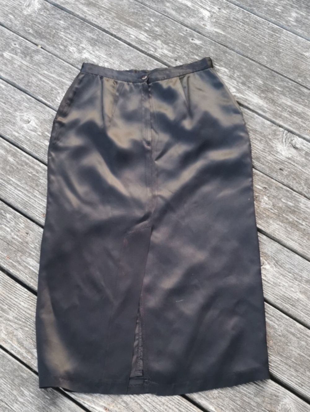 Vintage Classic Glam Silky Satin 19th Avenue Maxi Black Pencil Skirt. Size 11/12 - Picture 6 of 8